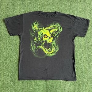 Vintage Jnco Style Y2K Skull Snake T-shirt Size Large Goth Skate Tee